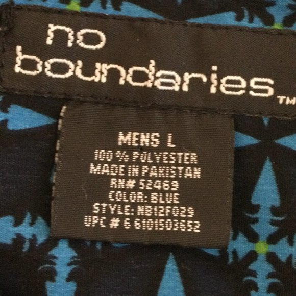 No Boundaries Electric Blue Hawaiian Shirt, Large - Picture 5 of 6